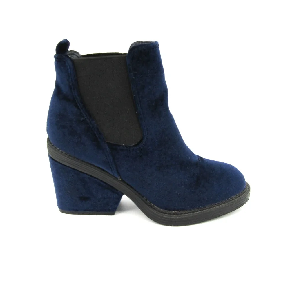Indigo Rd Women Chelsea Boots US 7 Chunky Platform Velvet Bootie Blue